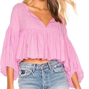 Free People Beaumont Mews Pink Top